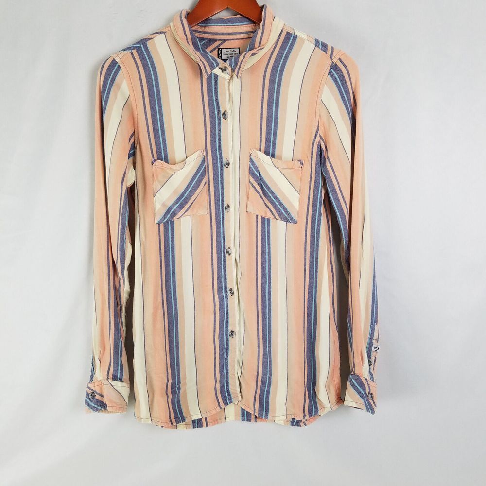 Kavu Shirt Womens Small Multicolor Striped Top Long Sleeve Outdoor Button Up